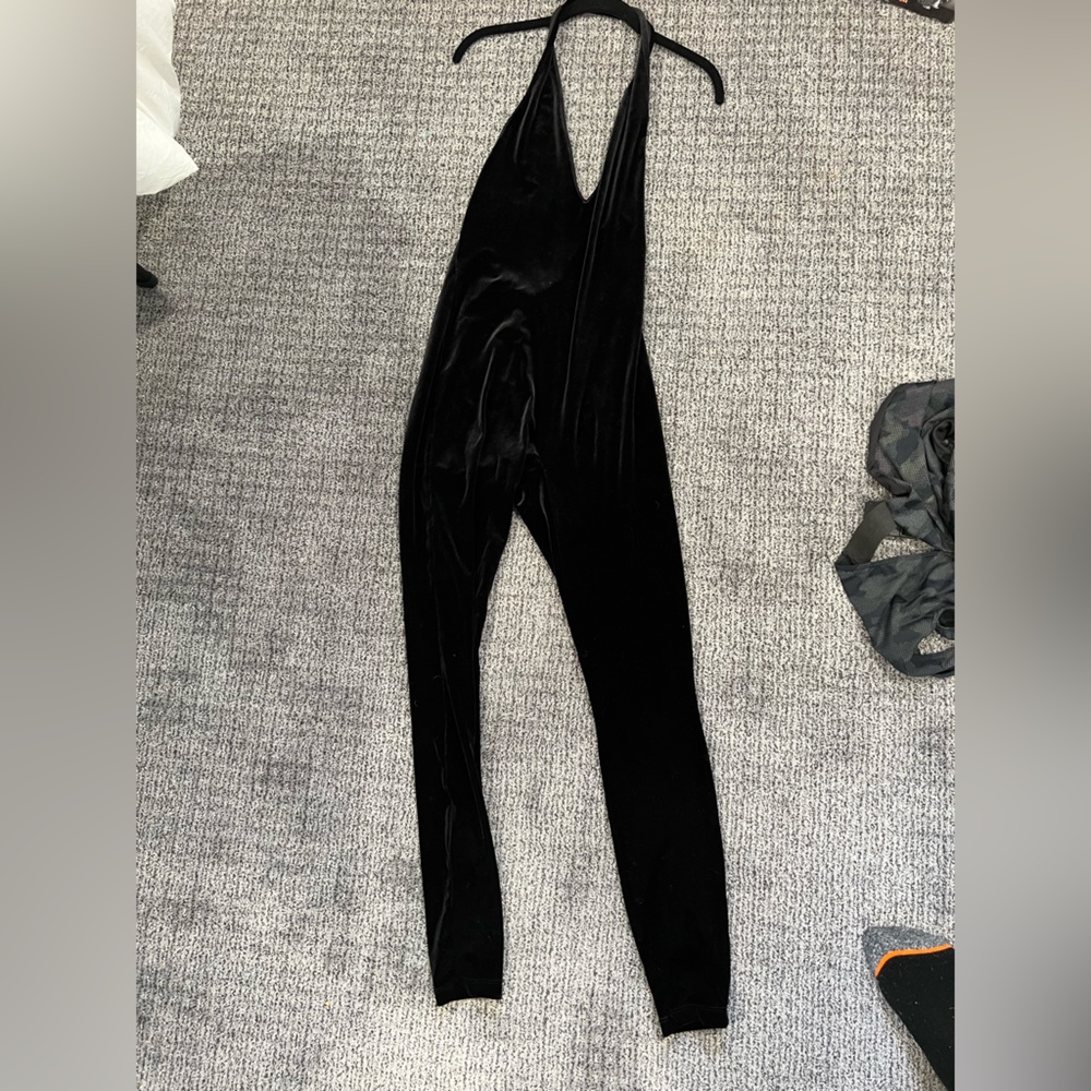 American Apparel Black Velvet Jumpsuit